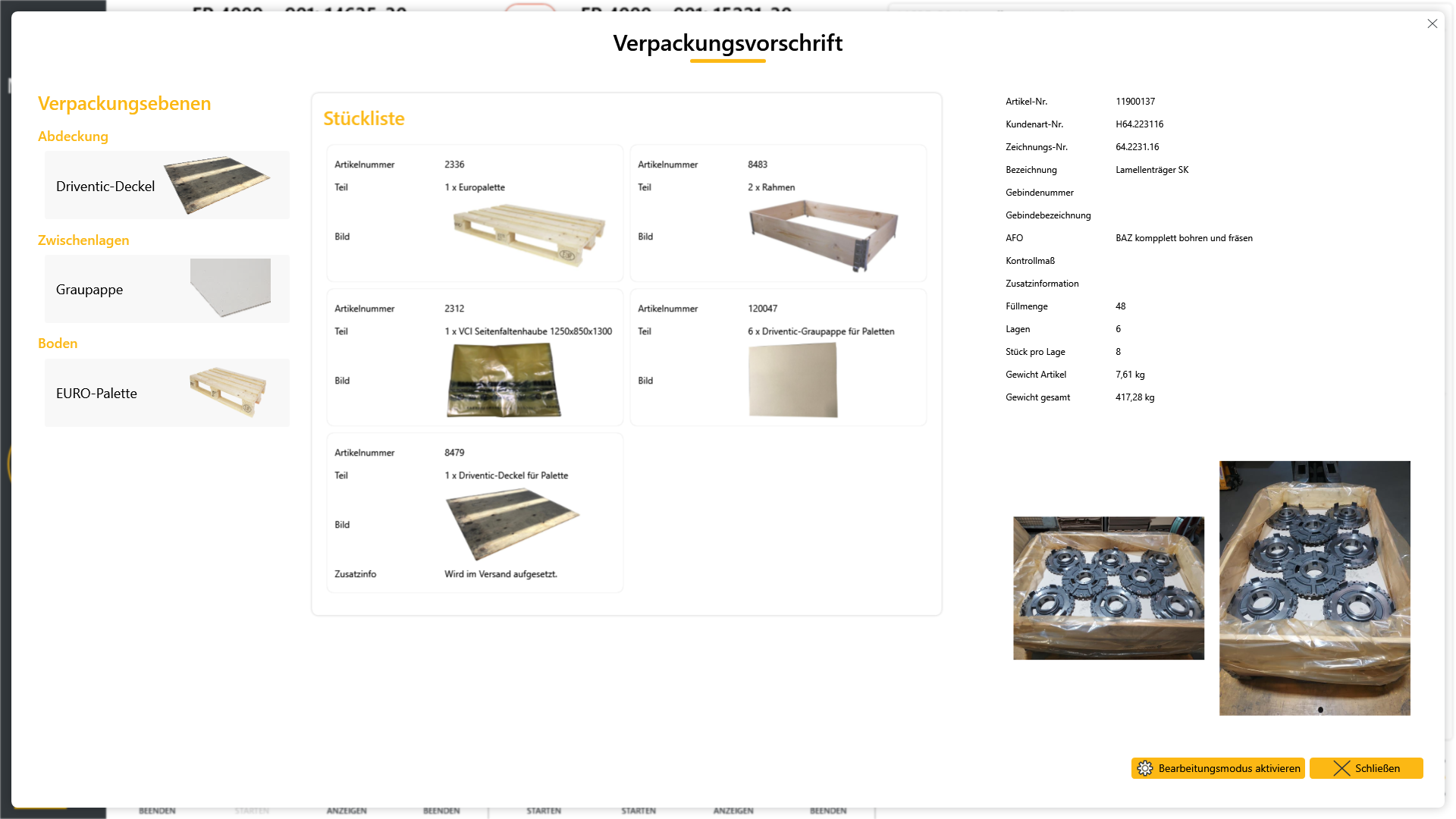 LEANIO BDE: Verpackungskonfigurator